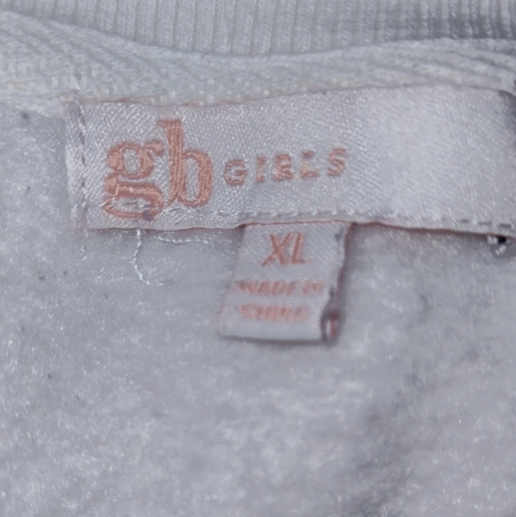 gbGIRLS White and Purple Graphic Tennis Sweatshirt Crew Neck Girls Size XL - Picture 3 of 4